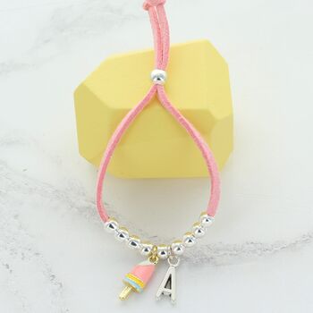 Kids Personalised Enamel Charm Suede Slider Bracelet, 10 of 11