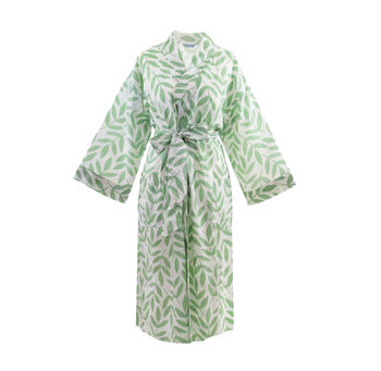 Long Cotton Kimono Large Green Leaf, 2 of 3