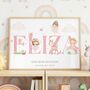Pink Fairy Nursery Name Print, Nursery Fairy Wall Art Decor, thumbnail 1 of 3