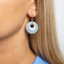 Cream And Blue Stripey Circular Earrings, thumbnail 1 of 7