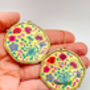 Large Gold Earrings With Colourful Flowers, thumbnail 3 of 10