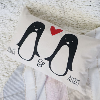 Personalised Penguin Couple Cushion, 2 of 5