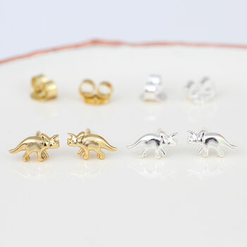 18ct Gold Plated Or Silver Dinosaur Stud Earrings, 5 of 9