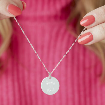 Personalised Couples Name Silver Plated Disc Necklace, 2 of 12