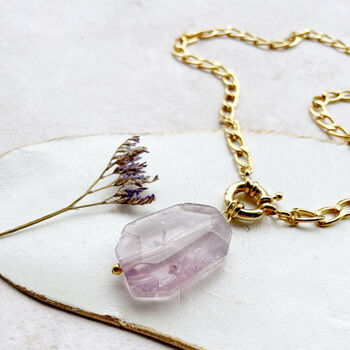 Amethyst Crystal And Chunky Curb Chain Necklace, 10 of 12
