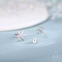 Small Snowflake Stud Earrings In Sterling Silver, thumbnail 2 of 12