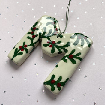 Personalised Handmade Clay Hanging Letter With Hand Painted Berry Design, 4 of 4
