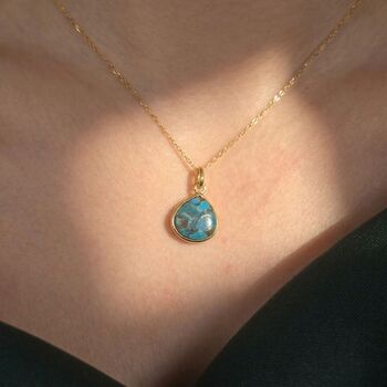 Blue Turquoise December Birthstone Gold Plated Necklace, 2 of 5
