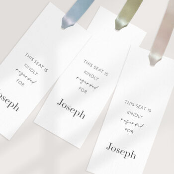 Personalised Reserved Seat Name Sign With Satin Ribbon Row Wedding Aisle Signage, 10 of 11