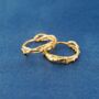 Gold Thorn Hoop Earrings, Dainty Minimalistic Huggie Hoops, thumbnail 4 of 7