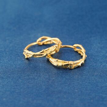 Gold Thorn Hoop Earrings, Dainty Minimalistic Huggie Hoops, 4 of 7
