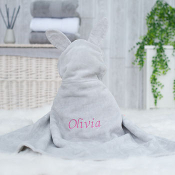 Personalised Sweet Pea Bunny Baby Towel, 3 of 8