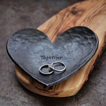 Personalised 11th Anniversary Gift; Forged Steel Heart Dish, 2 of 12