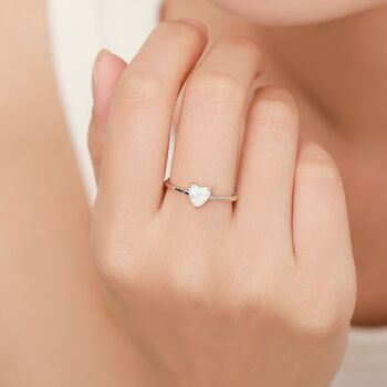 Fire Opal Heart Ring In Sterling Silver, 6 of 12