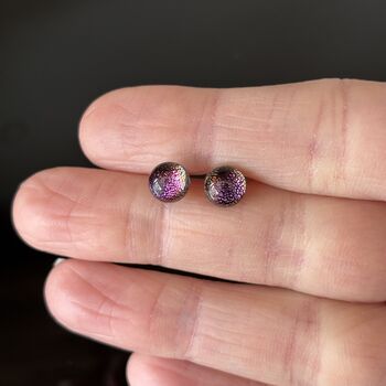 Pink Sparkly Fused Glass Sterling Silver Stud Earrings, 10 of 10