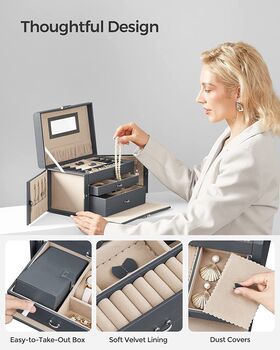 Jewellery Box Organiser With Two Drawers With Mirror, 8 of 11
