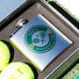 Personalised Tennis Hip Flask And Balls Tin Gift For Him, thumbnail 4 of 6