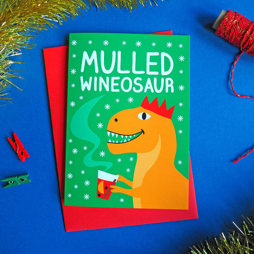Mulled Wine Dinosaur Card By hello DODO