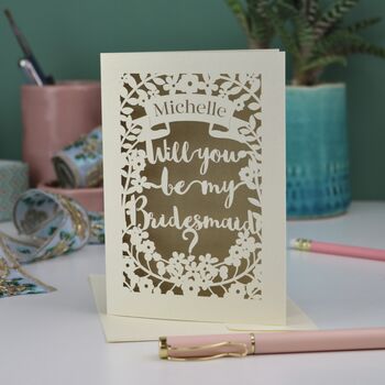 Personalised Papercut Bridesmaid Card, 4 of 7