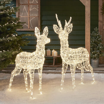 Outdoor Plug In Dual LED Stag And Doe Christmas Figures, 2 of 4