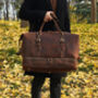 Front Straps Vintage Look Leather Weekender, thumbnail 11 of 12