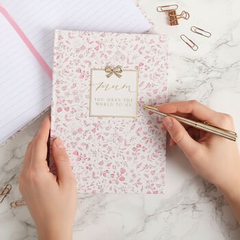 Mum ‘You Mean The World To Me’ Notebook And Pen Gift Set, 4 of 5