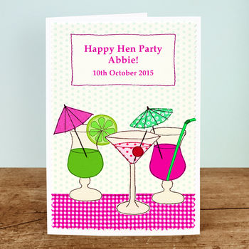 Cocktails Personalised Hen Party Card, 3 of 3