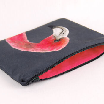 Flamingos Printed Silk Zipped Bag, 4 of 6
