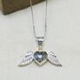 Sterling Silver Angel Wing And Real Flower Heart Necklace, thumbnail 2 of 6