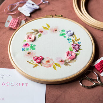 Pastel Wreath Embroidery Hoop Kit, 7 of 7