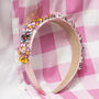 Gem Detailed Floral Headband In Pink, thumbnail 3 of 4