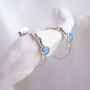 Blue Opal Silver Huggie Hoop Earrings, thumbnail 3 of 7