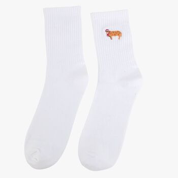 Men's Christmas Highland Cow Embroidered Cotton Socks Five Pack, 6 of 8