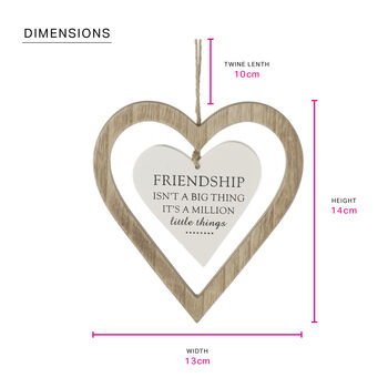 Wooden Friendship Love Heart Hanging Sign, 3 of 3