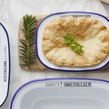 Personalised Enamel Pie Dish For Him, 2 of 7