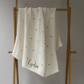 Personalised Knitted Baby Blanket In Multi Colour Bobble, 2 of 4