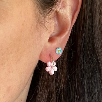 Mini Cherry Blossom Hoop Earrings, 2 of 3