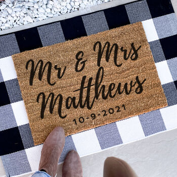 Personalised Mr And Mrs Wedding Gift Door Mat, 3 of 3