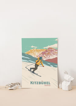 Kitzbühel Ski Resort Austria Travel Poster Art Print, 2 of 8