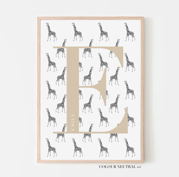 Personalised Giraffe Initial Print, 2 of 12