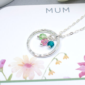 Family Birthstone Circle Necklace Sterling Silver For Mum, Grandma, 3 of 6
