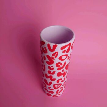 Pink Leopard Print Hand Painted Tall Vase, 3 of 6