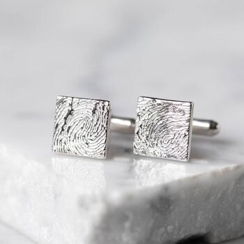 Silver Fingerprint Stamp Cufflinks, 3 of 8