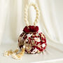 Meena Maroon Velvet Potli Bag, thumbnail 1 of 3