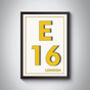 E16 Canning Town London Typography Postcode Print, thumbnail 4 of 10