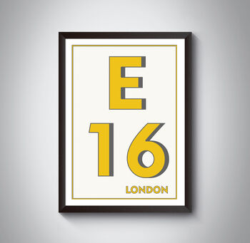 E16 Canning Town London Typography Postcode Print, 4 of 10