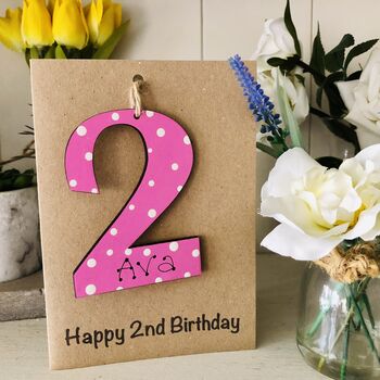 Personalised 2nd Birthday No. Two Wooden Keepsake Card, 5 of 8