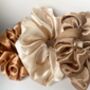 Lina Soft Scrunchie Set Of Three Cream Bronze, thumbnail 3 of 5
