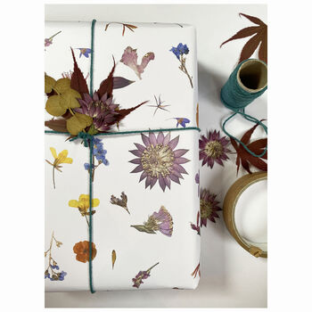 Gilded Pressed Flowers Luxury Gift Wrapping Paper, 2 of 3