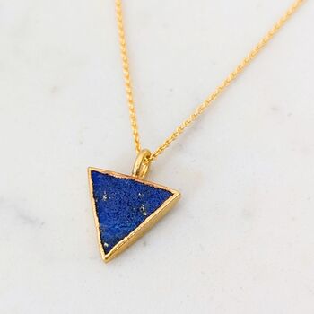 The Triangle Lapis Lazuli Necklace, Gold Plated, 3 of 10